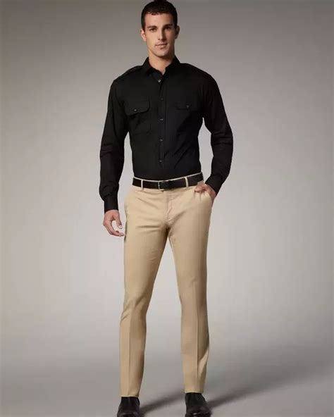 khakis black shirt|black khaki pants outfit ideas.